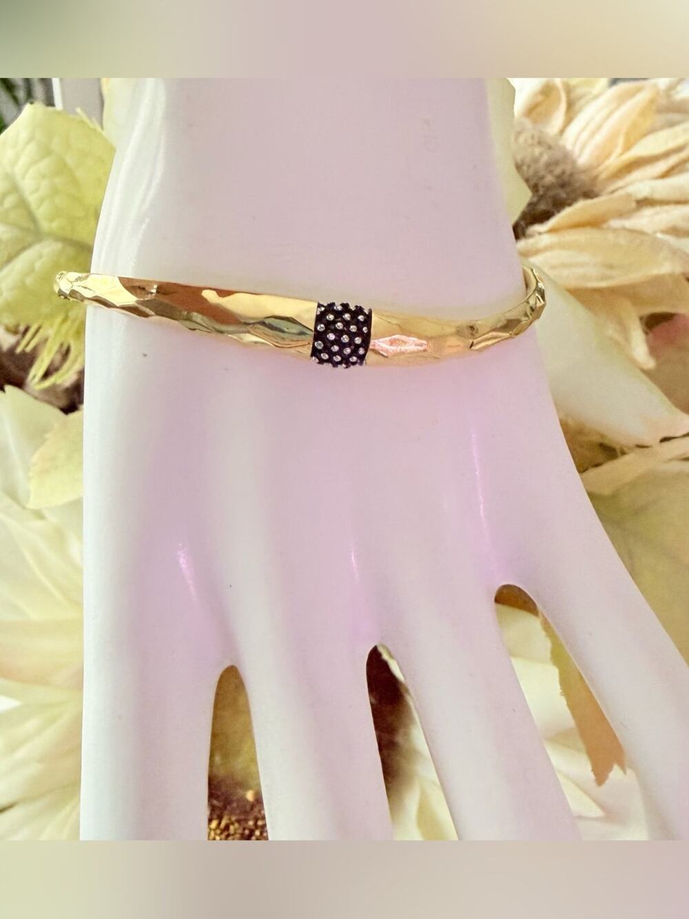 Michael Dawkins 925 Sterling Silver Gold Tone Bangle Bracelet